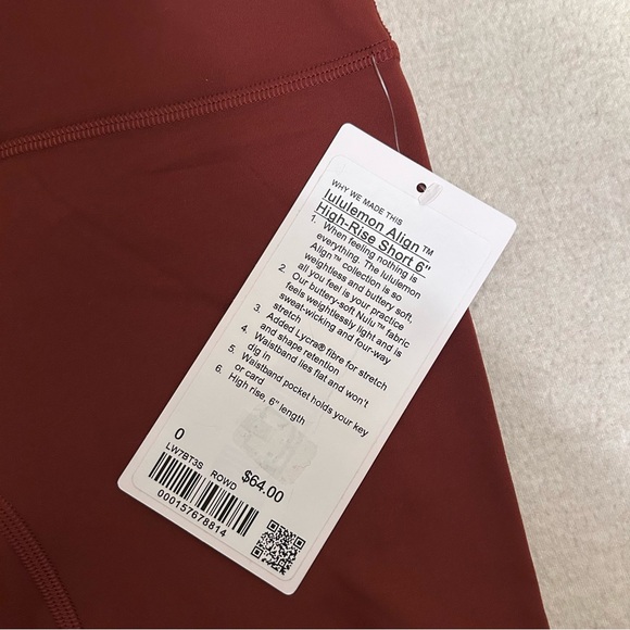 NWT SZ 0 Lululemon Align Hi-Rise Short 6” Inseam Rockwood Red Maroon Activewear - Picture 3 of 10